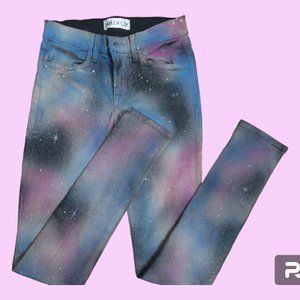 Wildfox style wpf120HVN galaxy stars jeans in blue and purple size 24.